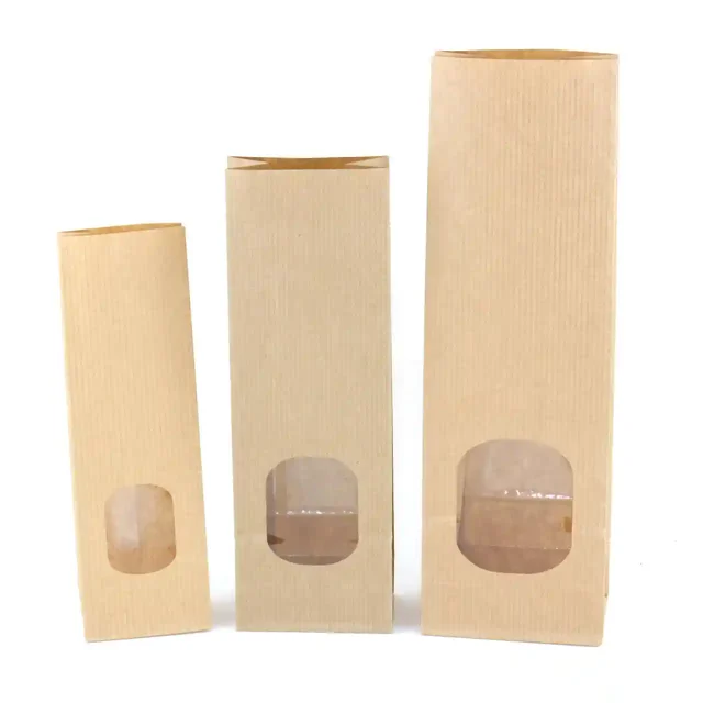 Kraft-PP blokbodemzakjes met venster